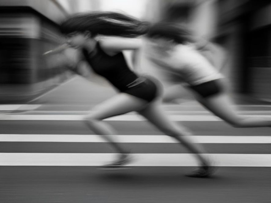Club running through city streets