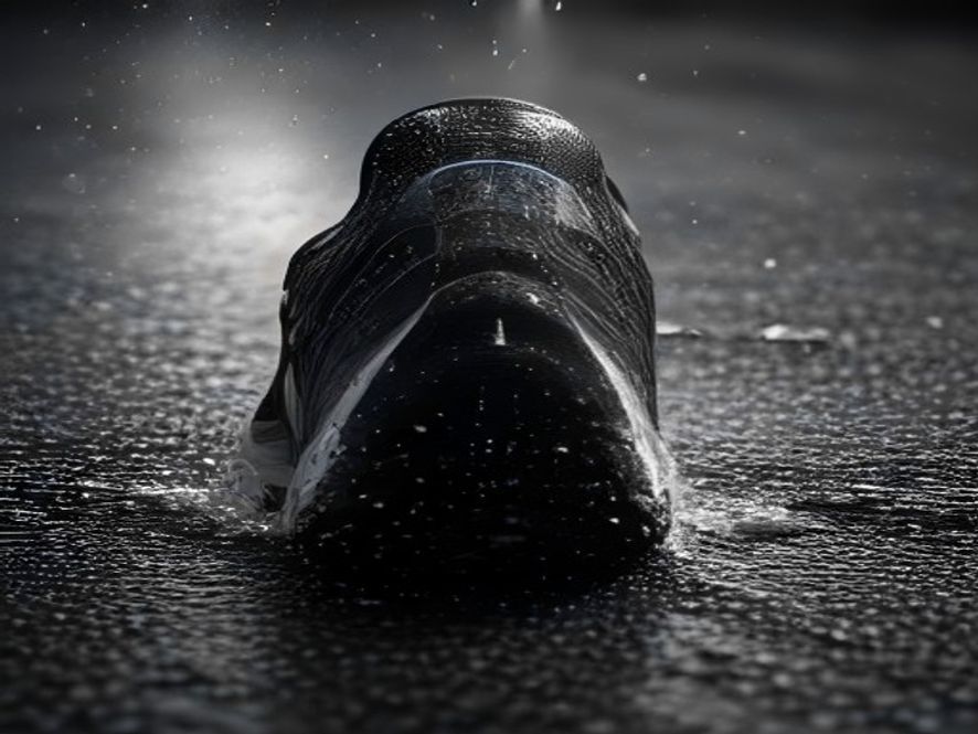 Running shoes striking the pavement